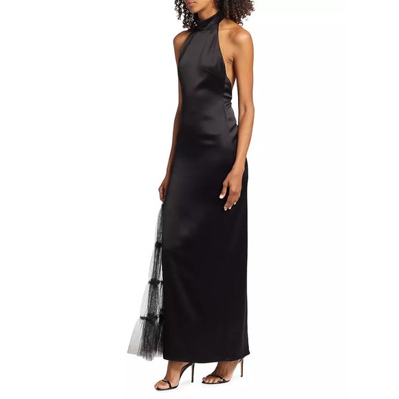 Alice + Olivia Ryn Tulle-Panel Satin Gown - elegant and seductive, size 8. - Picture 4 of 11